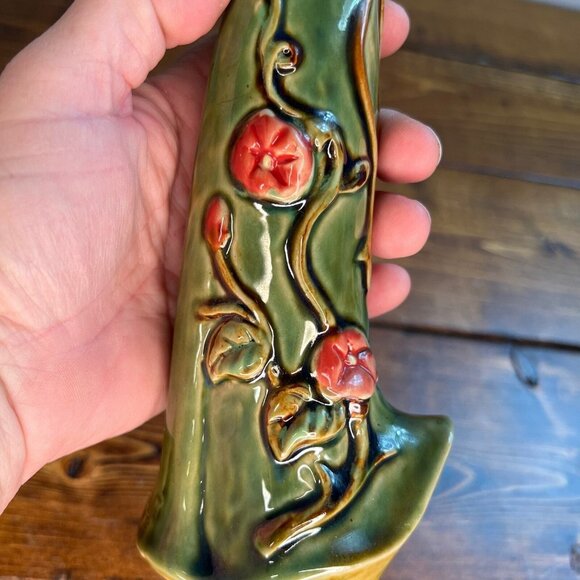 Woman with Wings Playing Mandolin Fairy Angel Ceramic green Figurine - Picture 5 of 10